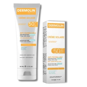 Dermolin Crème Solaire SPF50+ Anti-Taches 3en1 Invisible 50ml